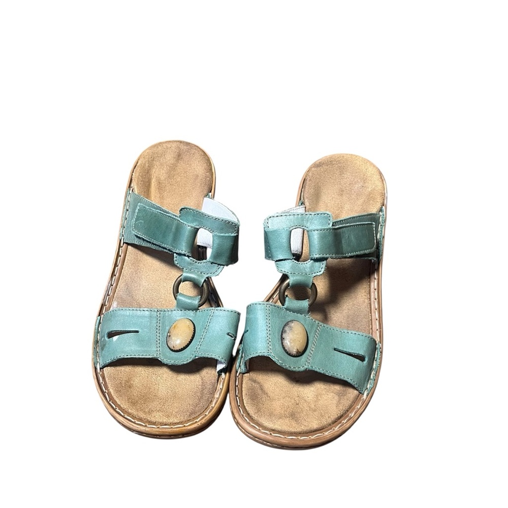 Rieker Blue and Tan Sandals Comfortable Slip-On